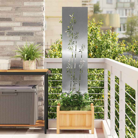 JUNG Vida Garten Sichtschutz-Leinwand Floral Silber 32 x 140 cm Edelstahl
