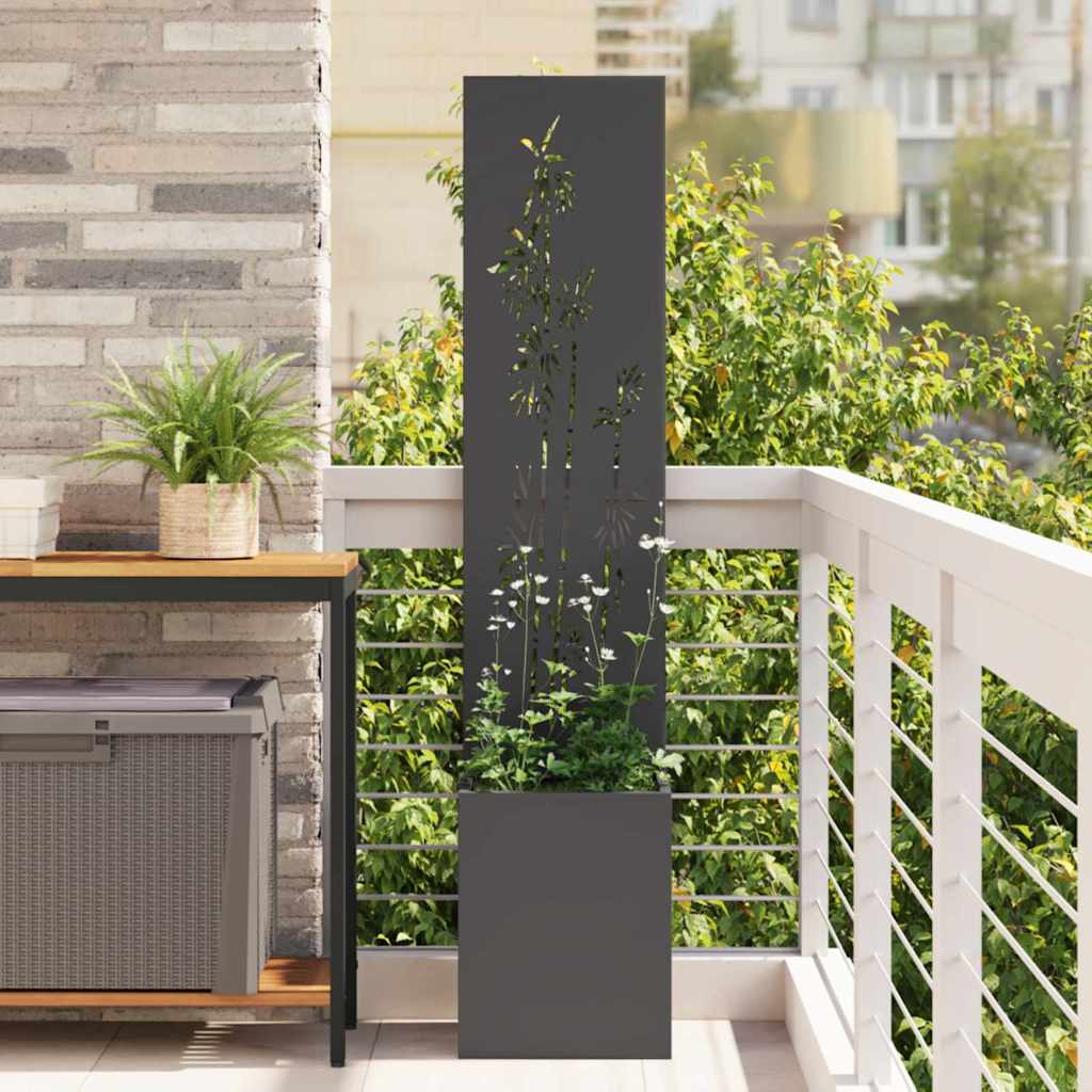 JUNG Vida Garten Sichtschutz-Leinwand Floral Schwarz 32 x 32 x 150 cm