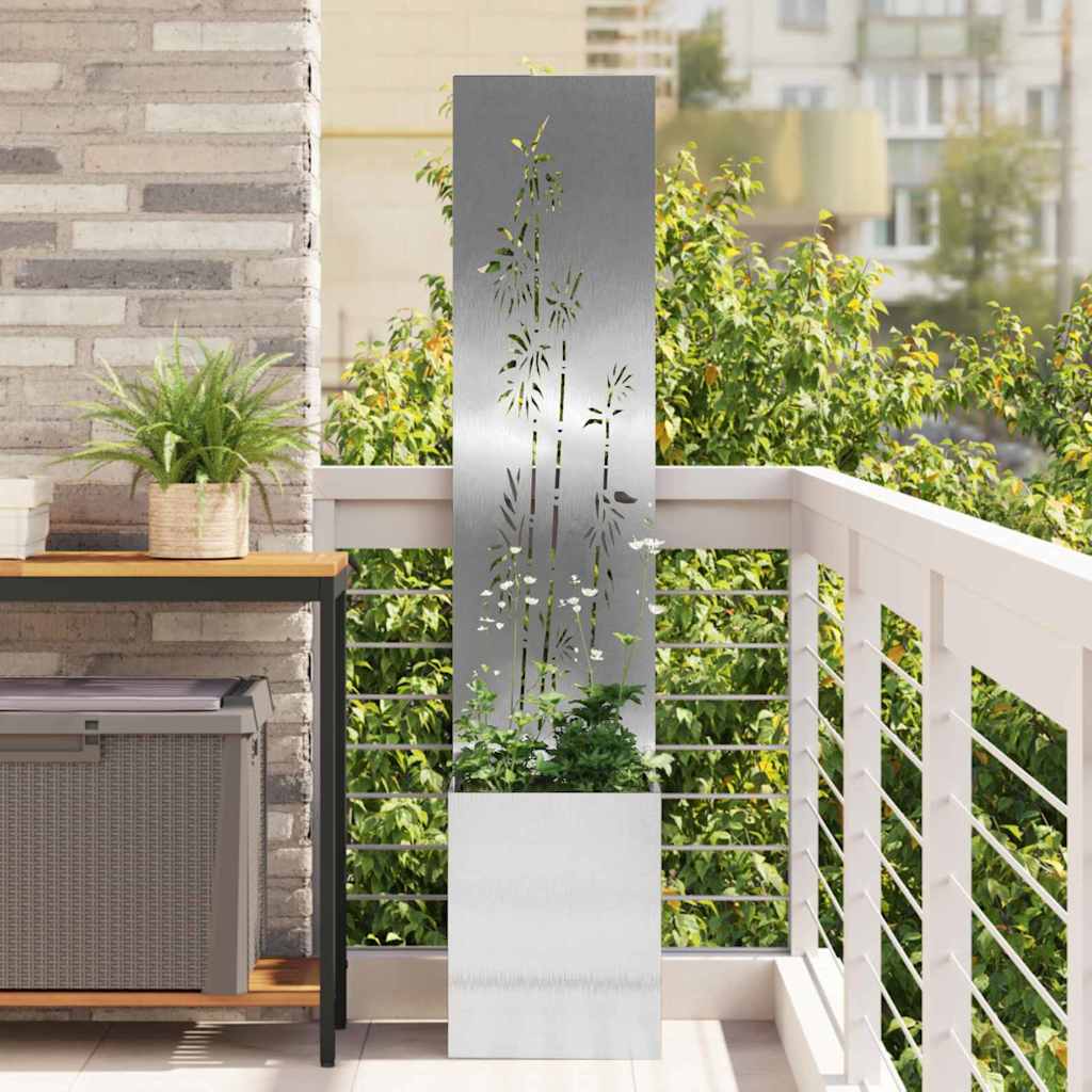 JUNG Vida Garten Sichtschutz-Leinwand Floral Silber 32 x 140 cm Edelstahl