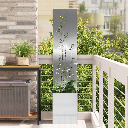 JUNG Vida Garten Sichtschutz-Leinwand Floral Silber 32 x 140 cm Edelstahl