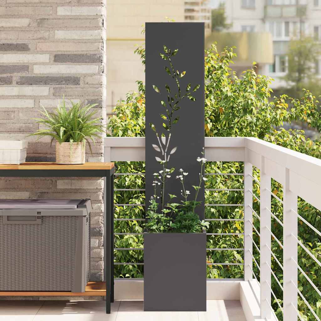 JUNG Vida Garten Sichtschutz-Leinwand Floral Schwarz 32 x 32 x 150 cm