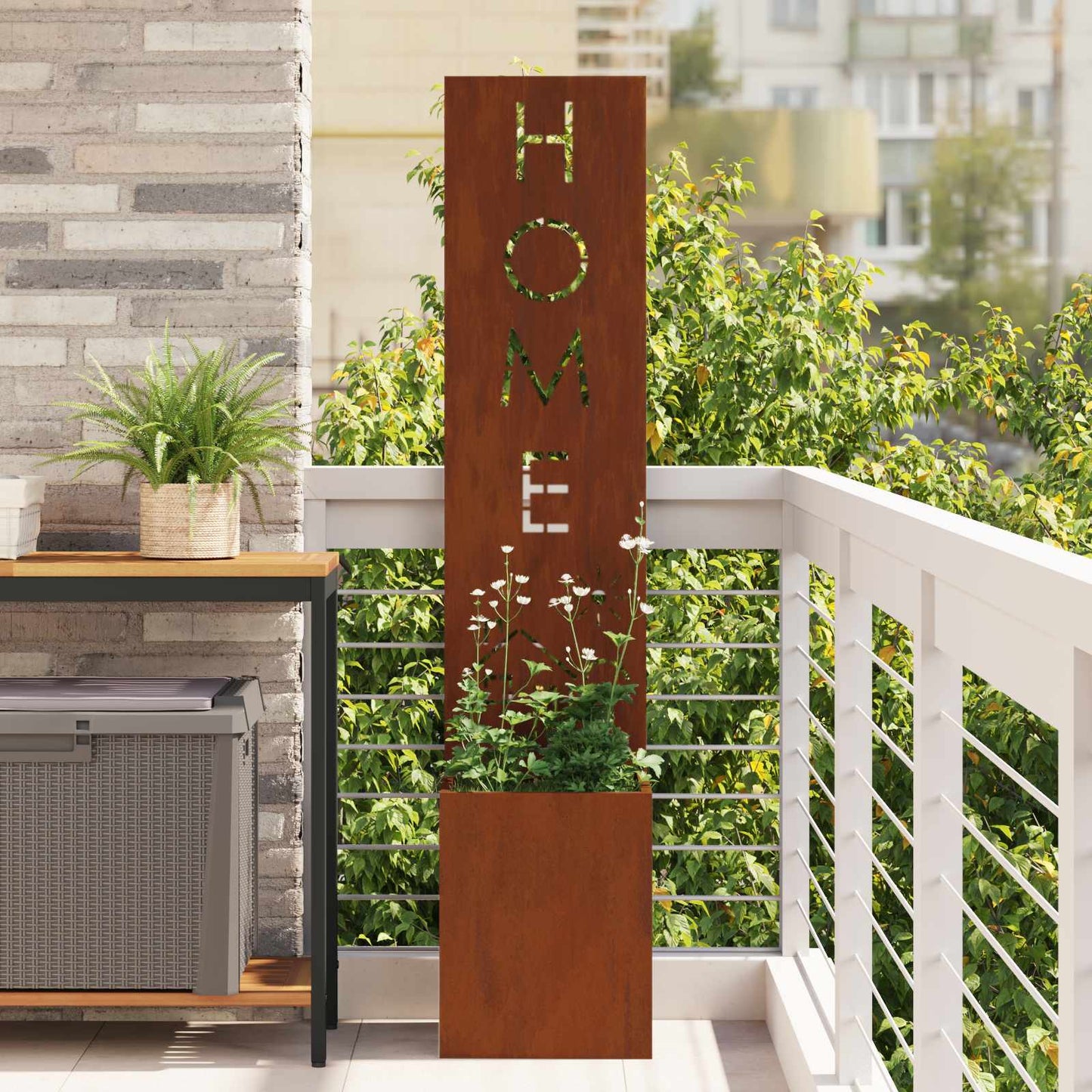JUNG Vida Garten Sichtschutz-Leinwand Rostig 32 x 32 x 150 cm