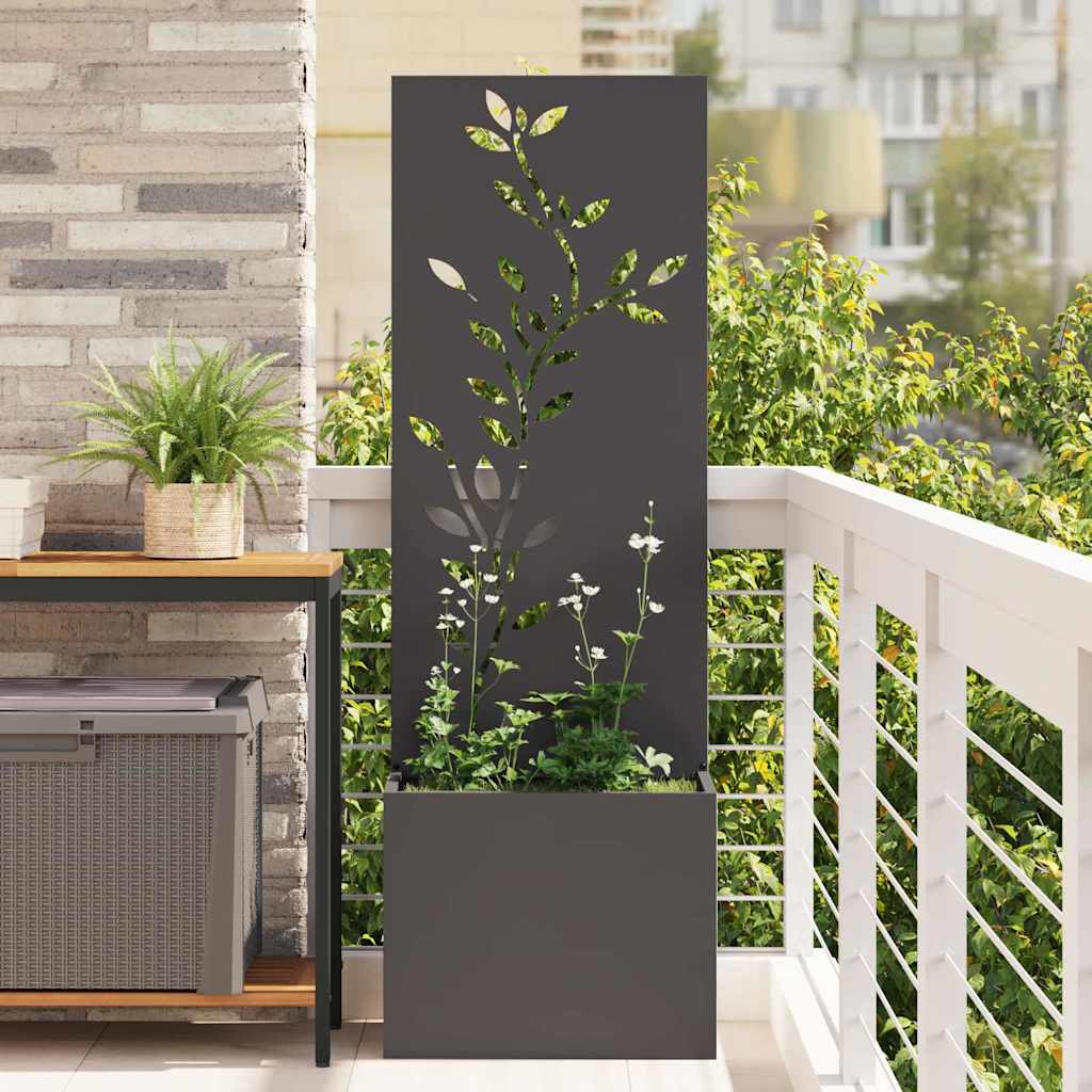 JUNG Vida Garten Sichtschutz-Leinwand Floral Schwarz 50 x 32 x 150 cm