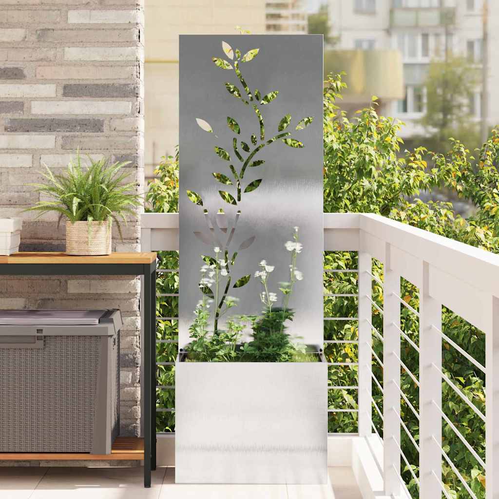 JUNG Vida Garten Sichtschutz-Leinwand Floral Silber 50 x 140 cm Edelstahl