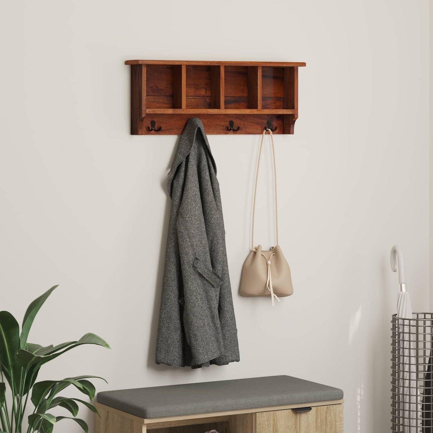 JUNG Vida Kleiderbügel Braun 70 x 11 x 27 cm Massives Mahagoni Holz