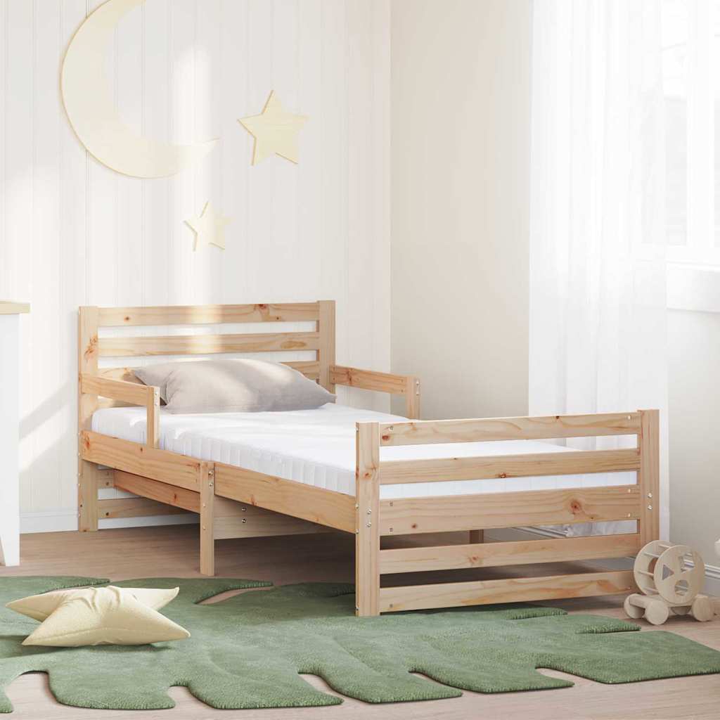 JUNG Vida Bettrahmen mit Matratze Braun 80 x 200 cm Massives Kiefernholz