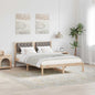 JUNG Vida Bettrahmen mit Kopfteil Taupe 140 x 190 cm Massives Kiefernholz