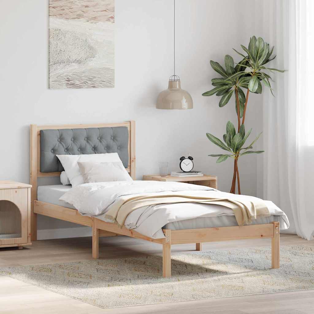 JUNG Vida Bettrahmen Hellgrau 75 x 190 cm Massives Kiefernholz