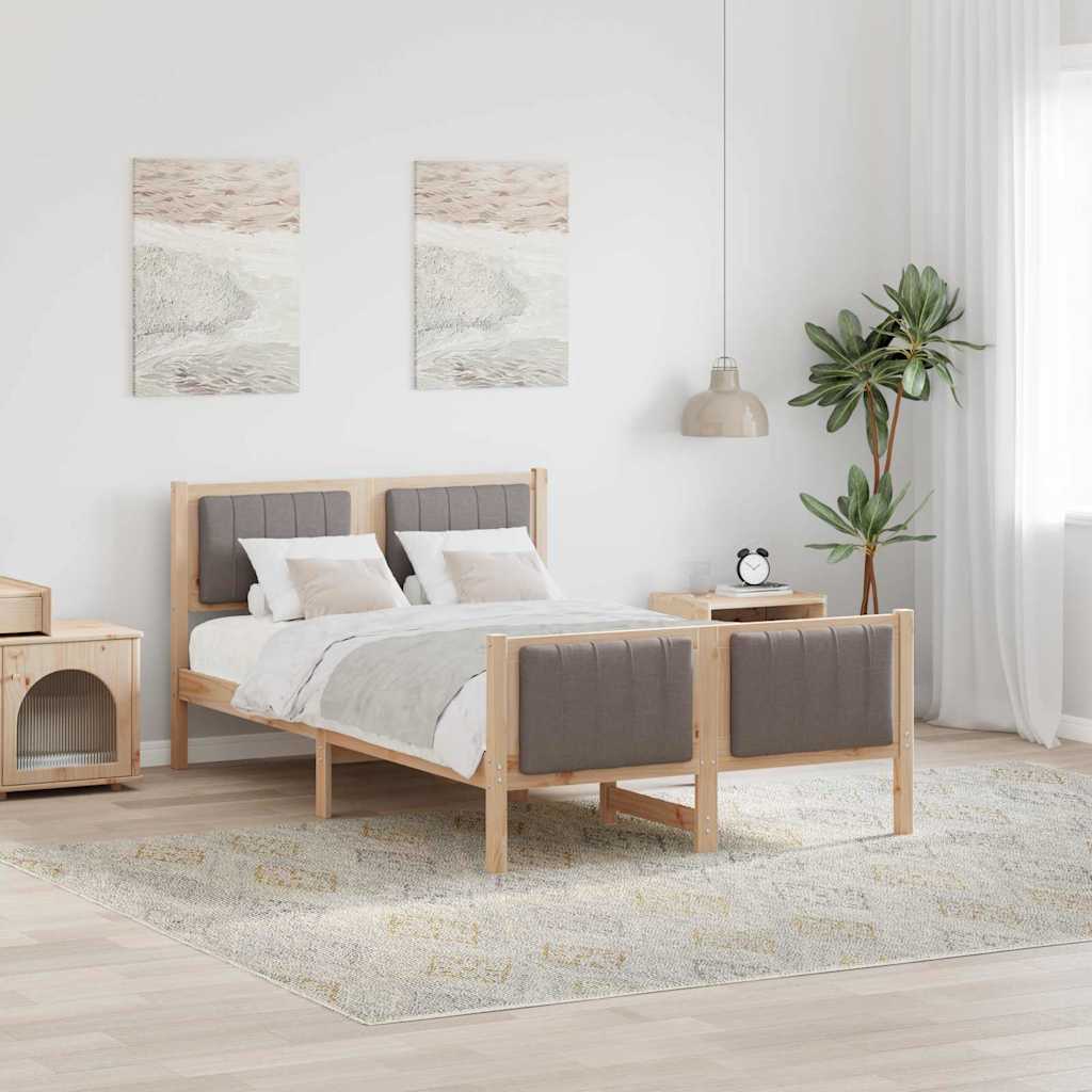 JUNG Vida Bettgestell Braun und Taupe 120 x 200 cm Massivholz Kiefer