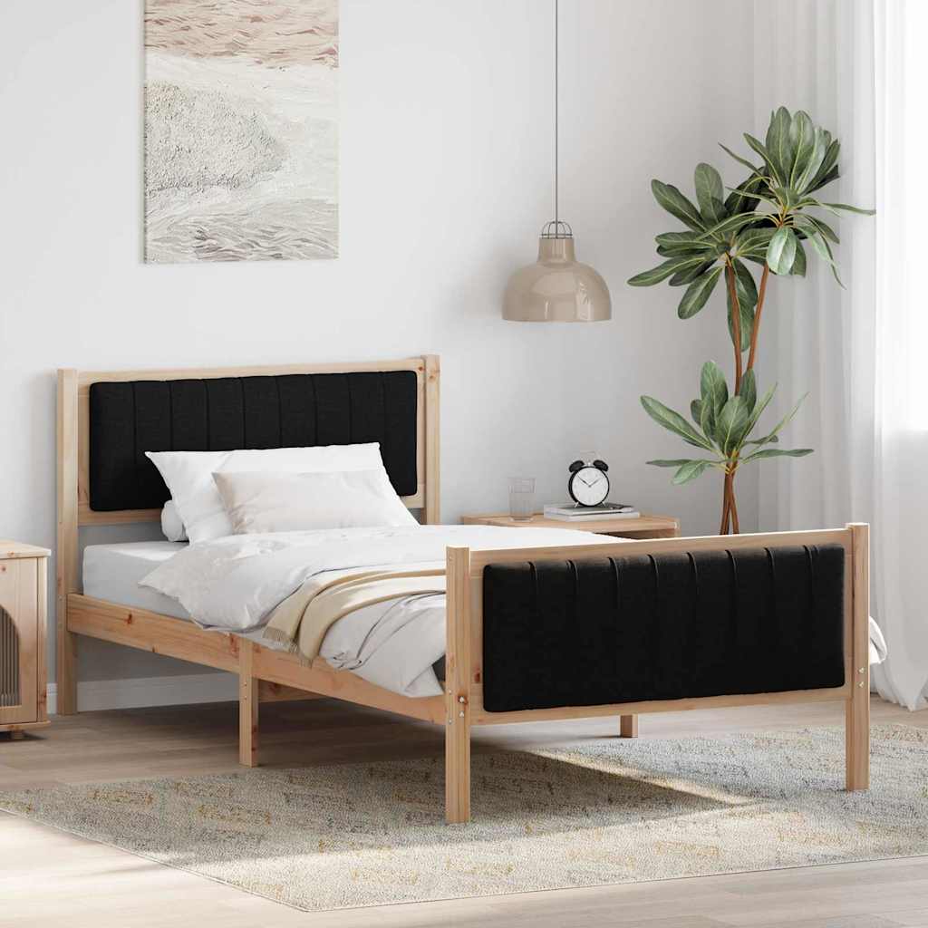 JUNG Vida Bettgestell Braun und Schwarz 100 x 200 cm Massivholz Kiefer