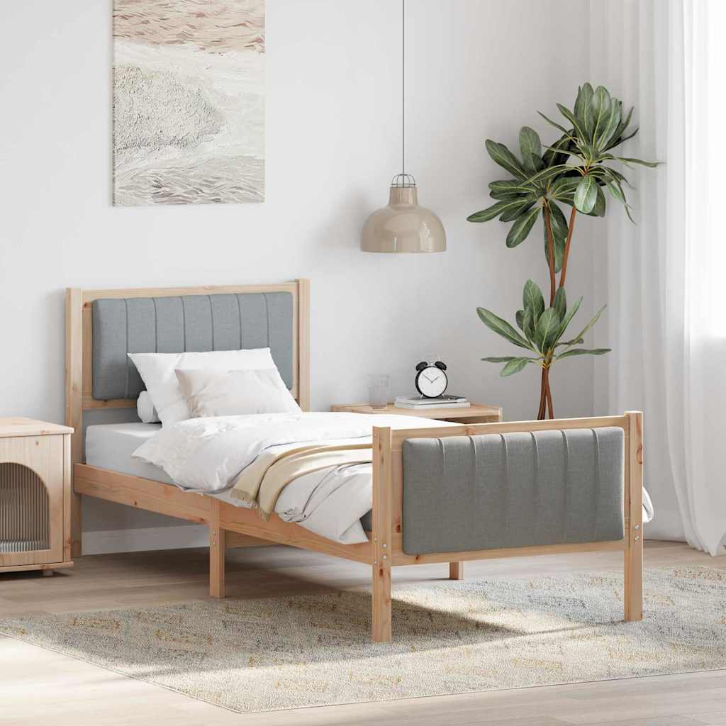 JUNG Vida Bettgestell Braun und hellgrau 80 x 200 cm Massivholz Kiefer