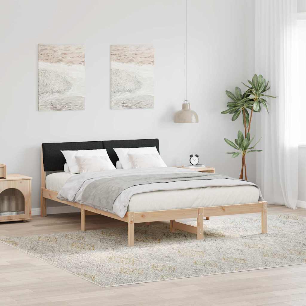 JUNG Vida Bettgestell Braun und Schwarz 140 x 190 cm Massivholz Kiefer