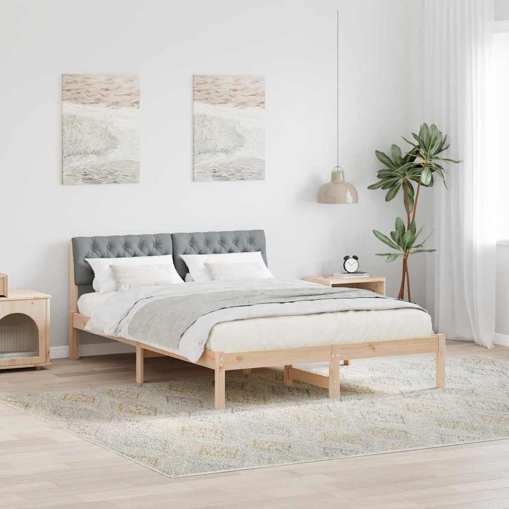 JUNG Vida Bettgestell Braun und hellgrau 150 x 200 cm Massivholz Kiefer