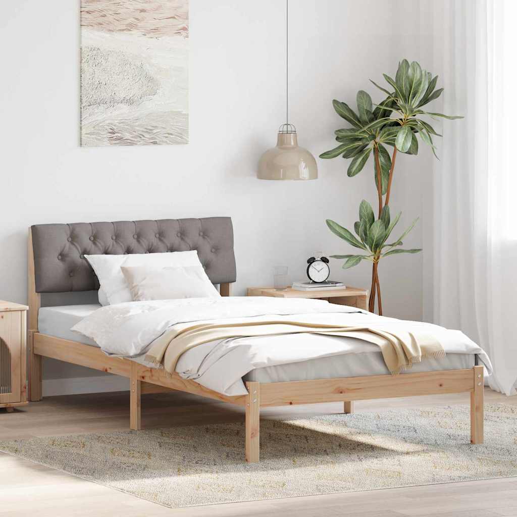 JUNG Vida Bettgestell Braun und Taupe 100 x 200 cm Massivholz Kiefer