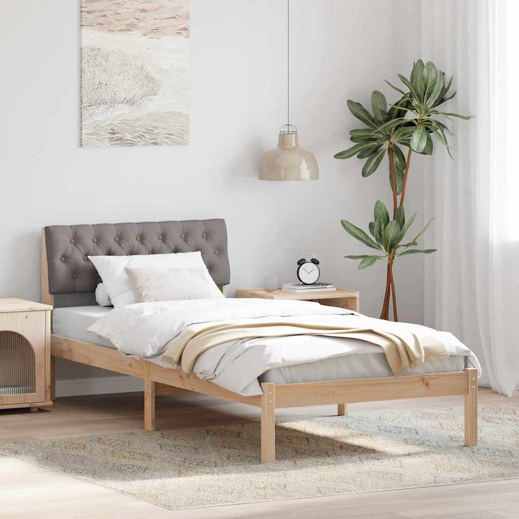 JUNG Vida Bettgestell Braun und Taupe 90 x 200 cm Massivholz Kiefer
