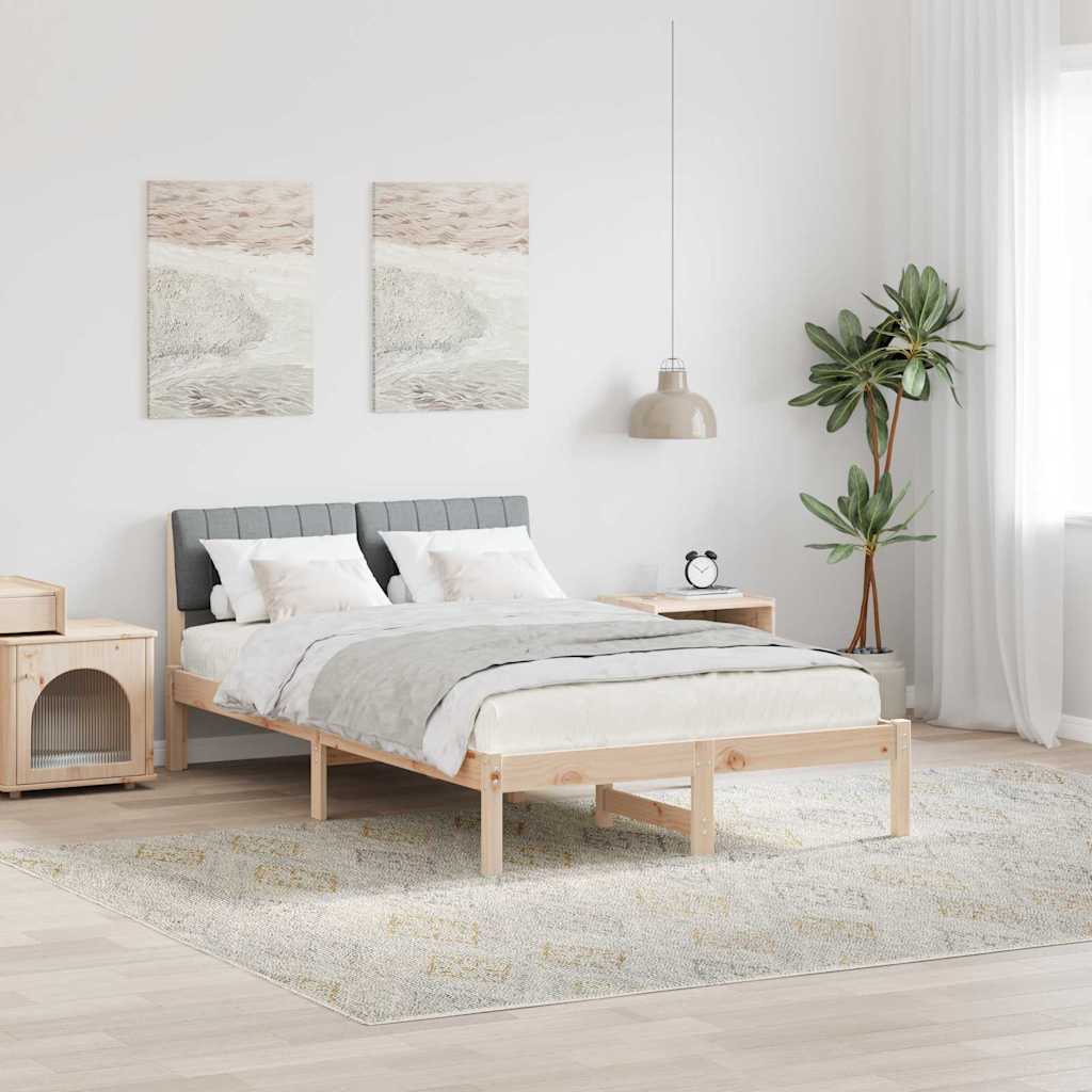 JUNG Vida Bettgestell Braun und hellgrau 120 x 200 cm Massivholz Kiefer