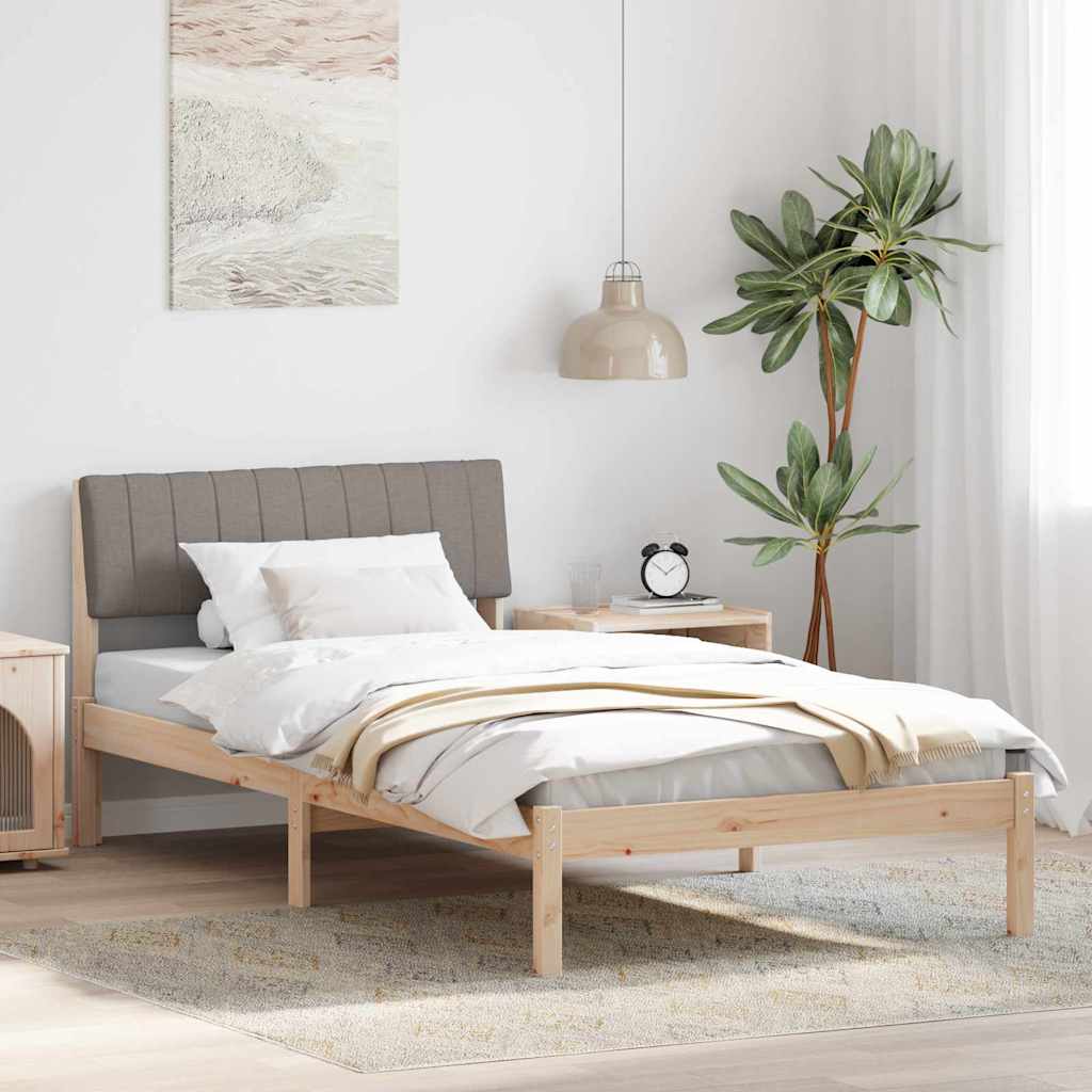 JUNG Vida Bettgestell Braun und Taupe 100 x 200 cm Massivholz Kiefer