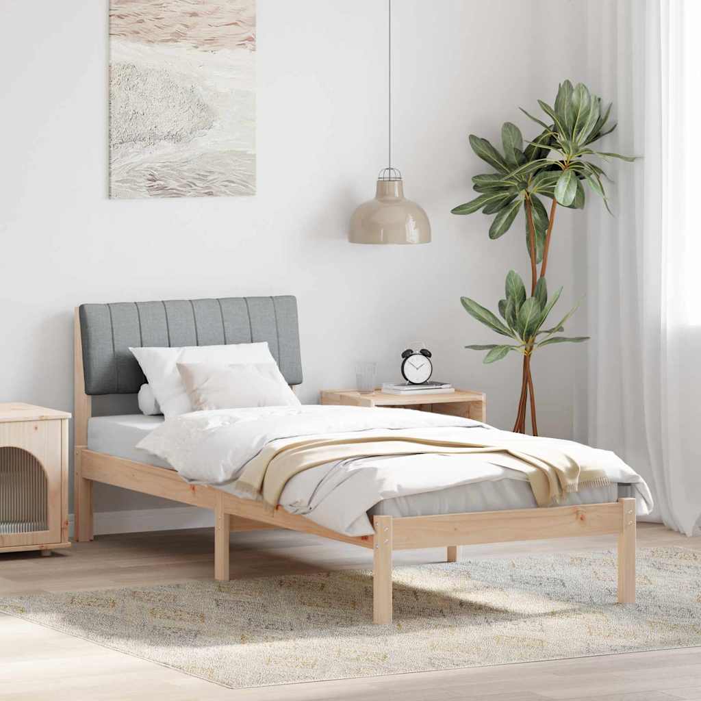 JUNG Vida Bettgestell Braun und hellgrau 75 x 190 cm Massivholz Kiefer