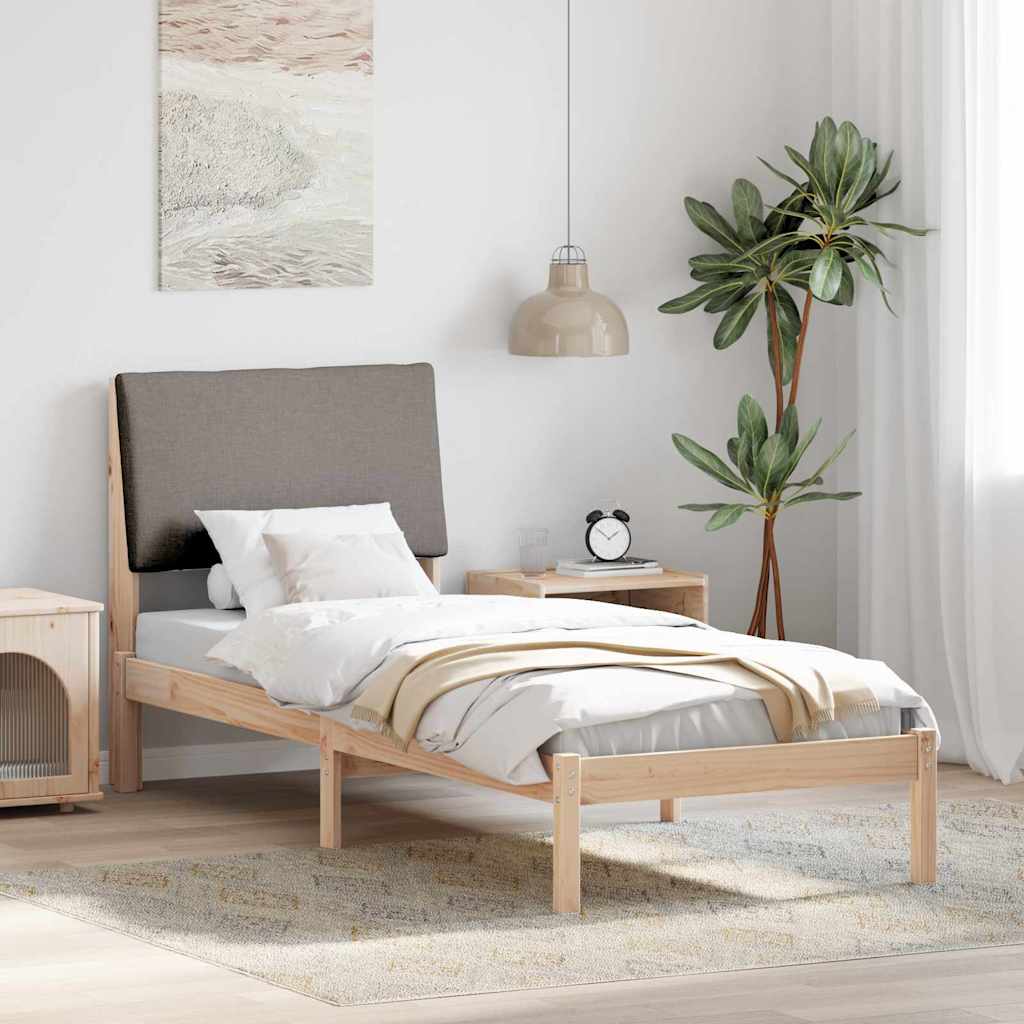 JUNG Vida Bettgestell Braun und Taupe 75 x 190 cm Massivholz Kiefer
