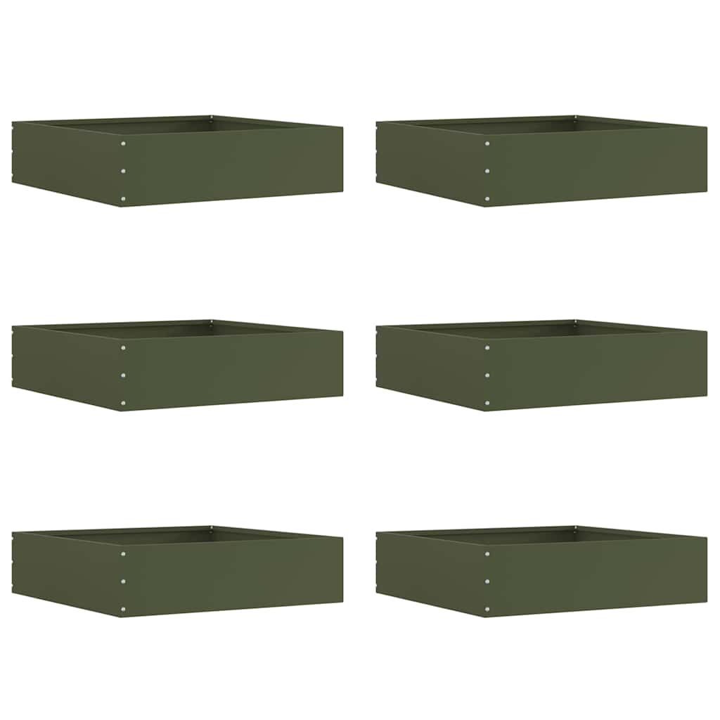 JUNG Vida Raseneinfassung 6 pcs Olive Grün 50 x 50 x 13 cm Stahl