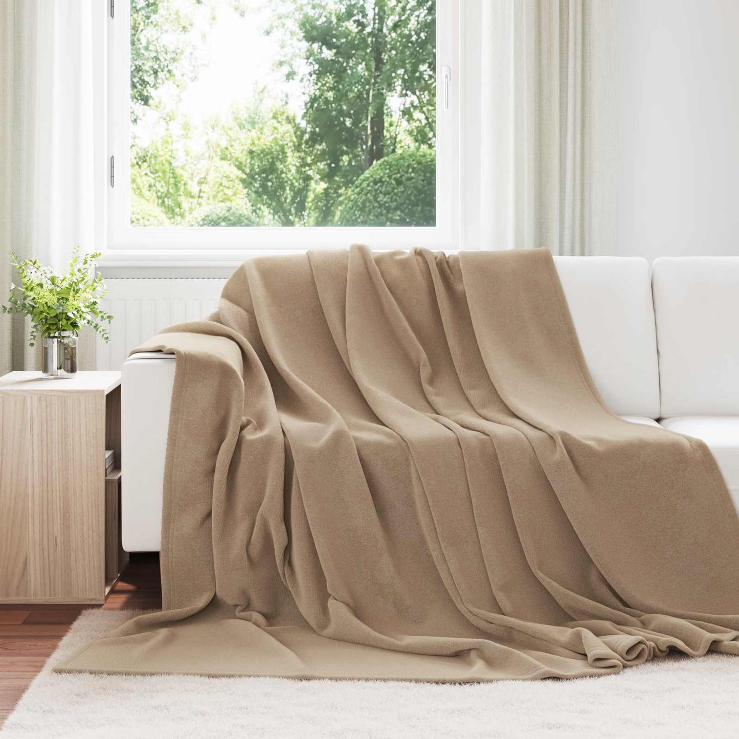 JUNG Vida Überwurfdecke Kamel 220 x 240 cm Fleece