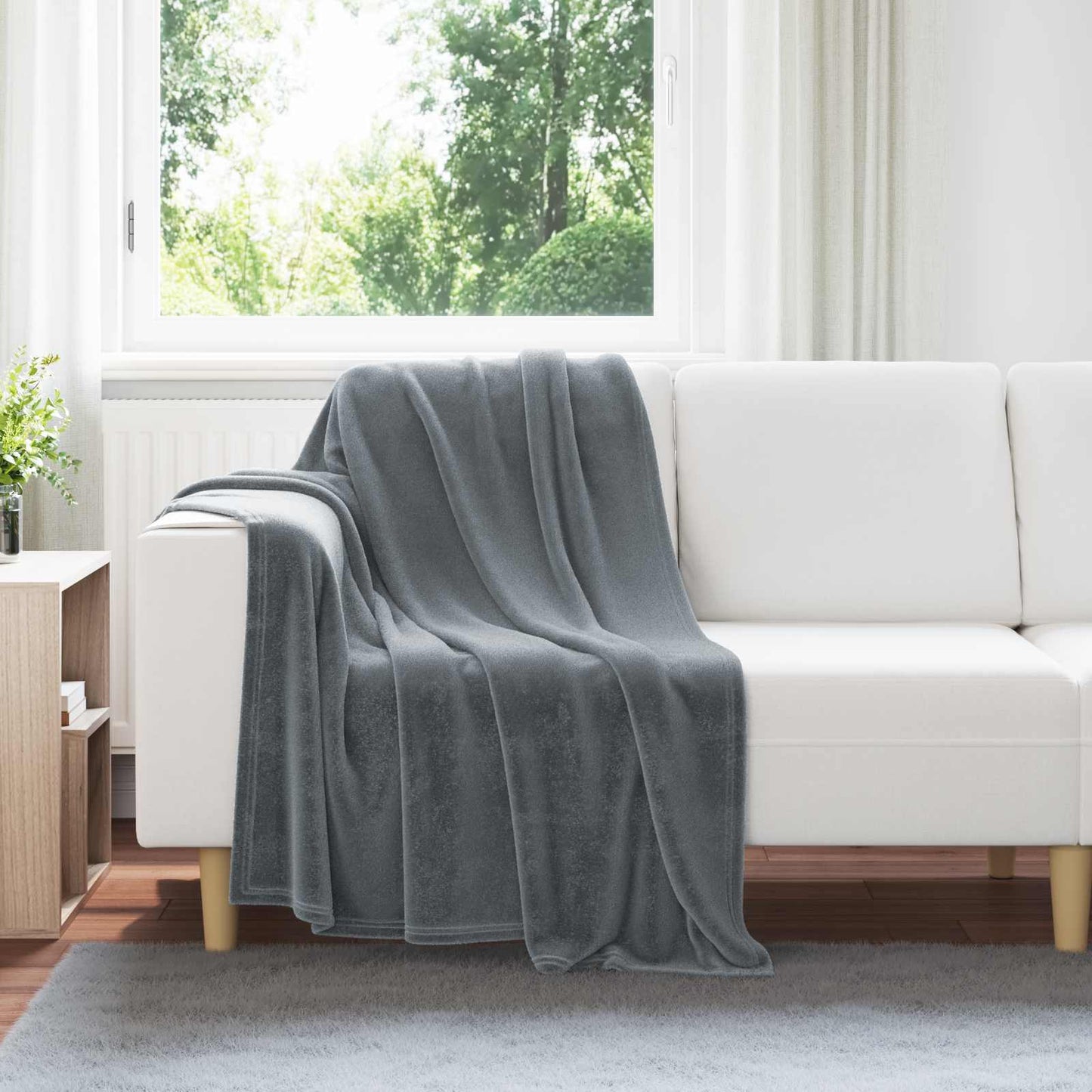 JUNG Vida Wohndecken 6 Stück Dunkelgrau 130 x 150 cm Fleece