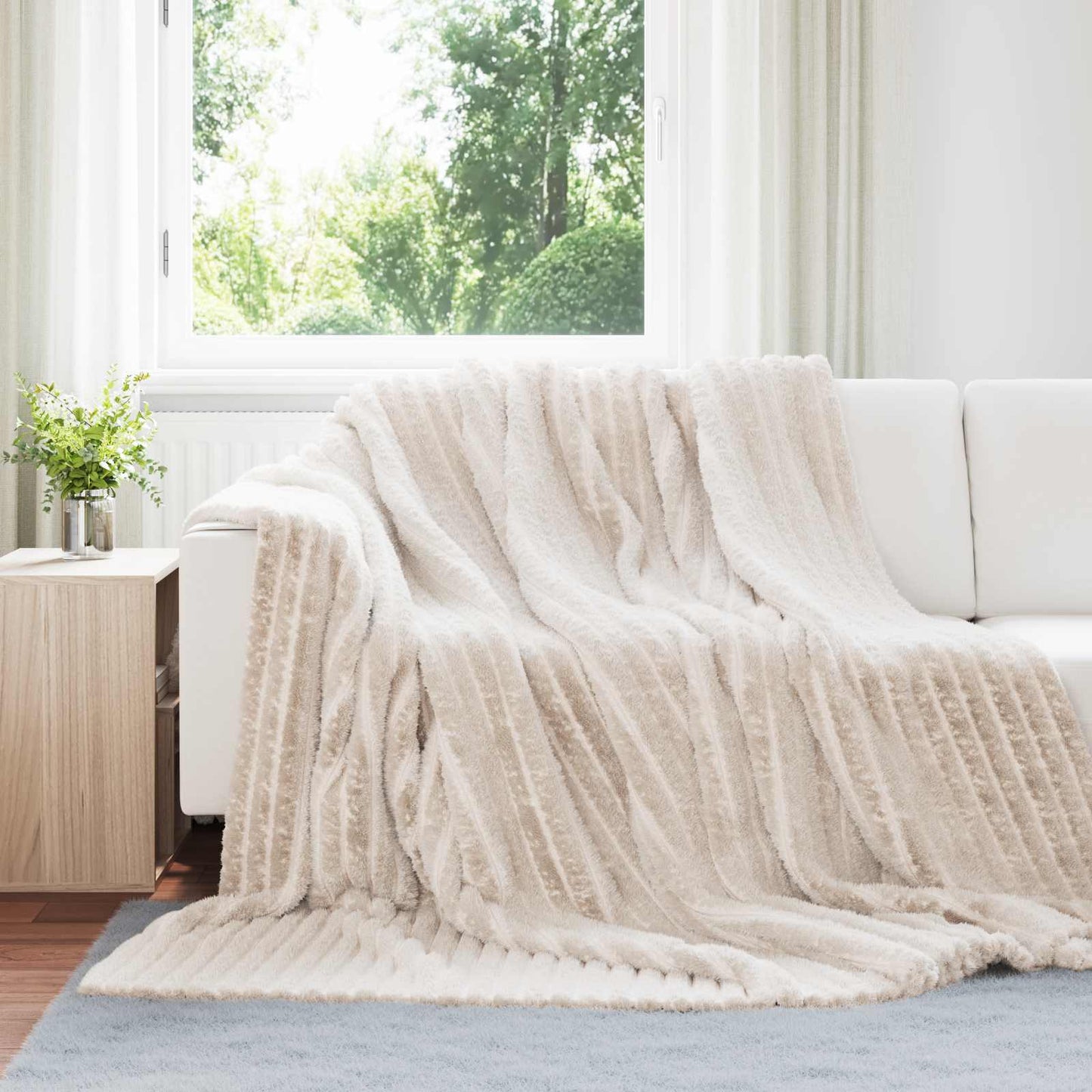 JUNG Vida Überwurfdecke Beige 270 x 240 cm Fleece