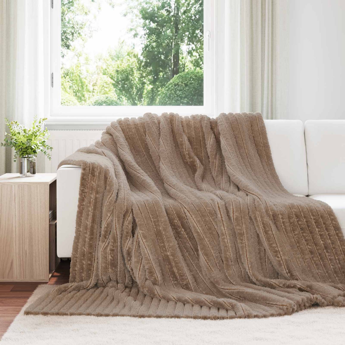 JUNG Vida Überwurfdecke Kamel 270 x 240 cm Fleece
