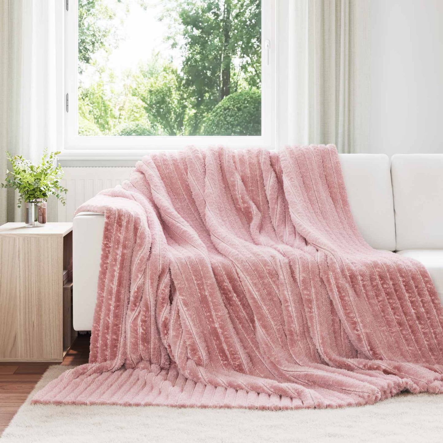 JUNG Vida Überwurfdecke Rosa 240 x 220 cm Fleece