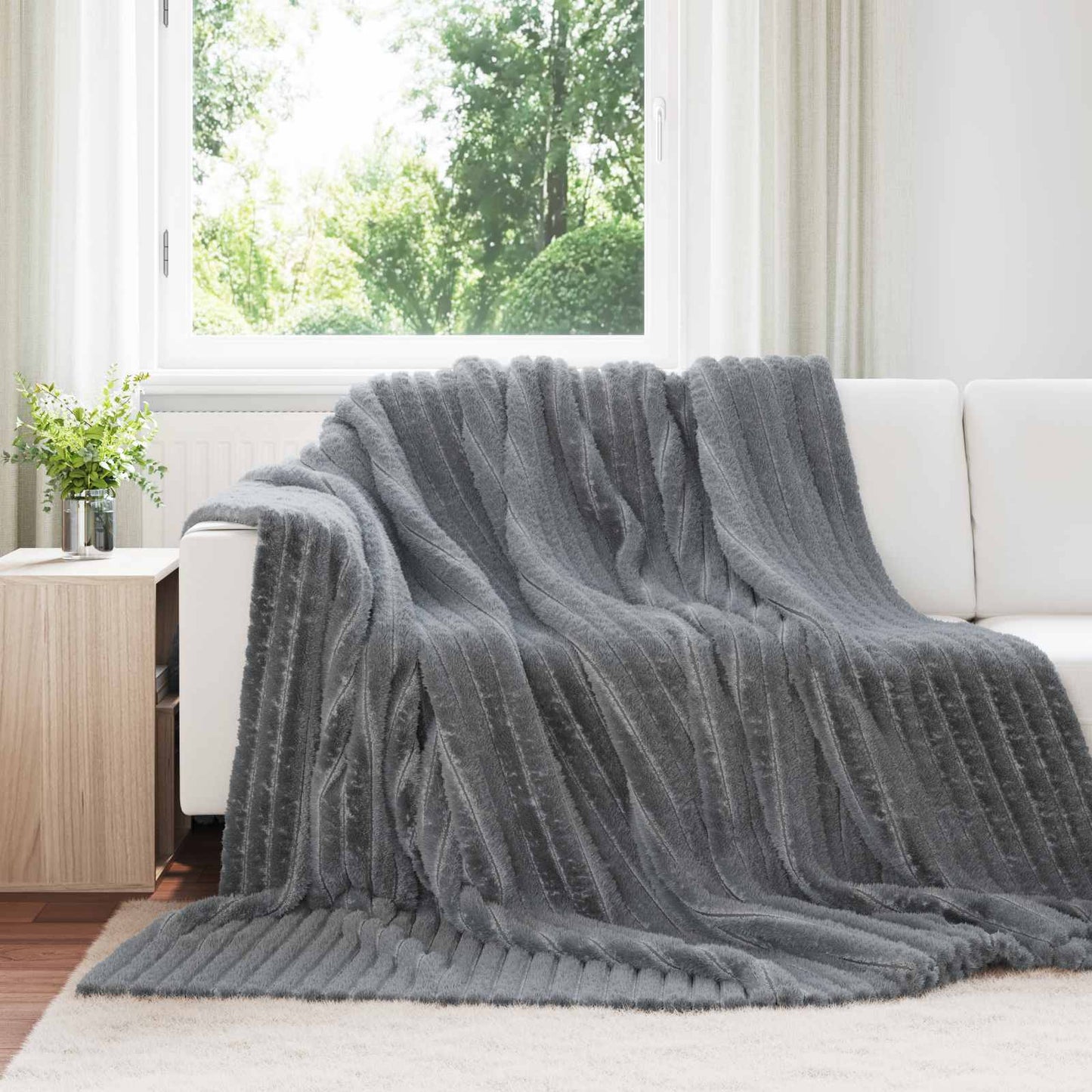JUNG Vida Wohndecken 6 Stück Dunkelgrau 270 x 240 cm Fleece