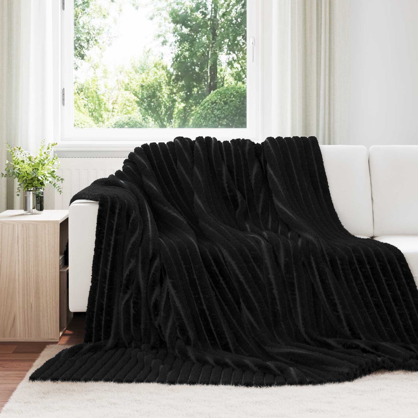 JUNG Vida Wohndecken 6 Stück Schwarz 270 x 240 cm Fleece