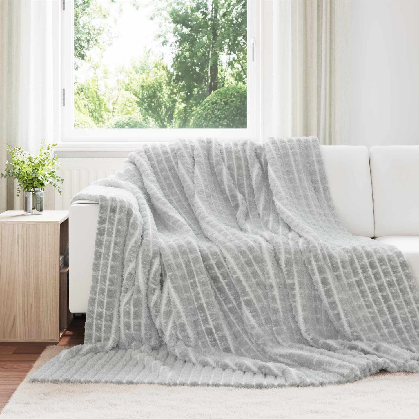 JUNG Vida Überwurfdecke Grau 270 x 240 cm Fleece
