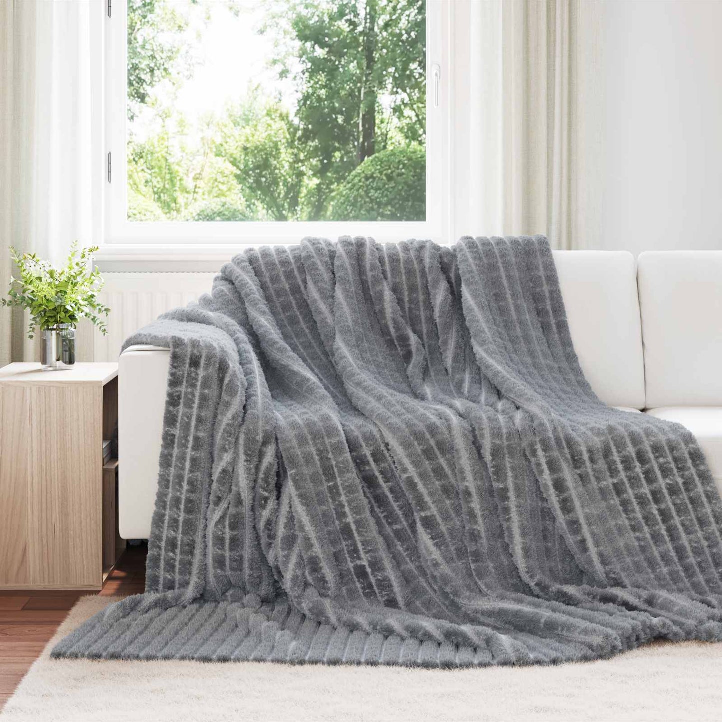 JUNG Vida Wohndecken 6 Stück Dunkelgrau 270 x 240 cm Fleece