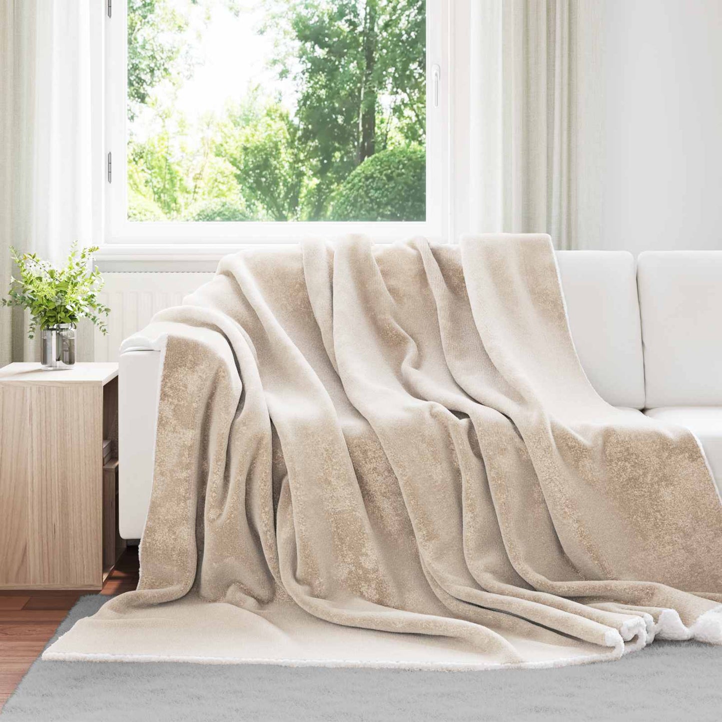 JUNG Vida Überwurfdecke Beige 220 x 240 cm Fleece
