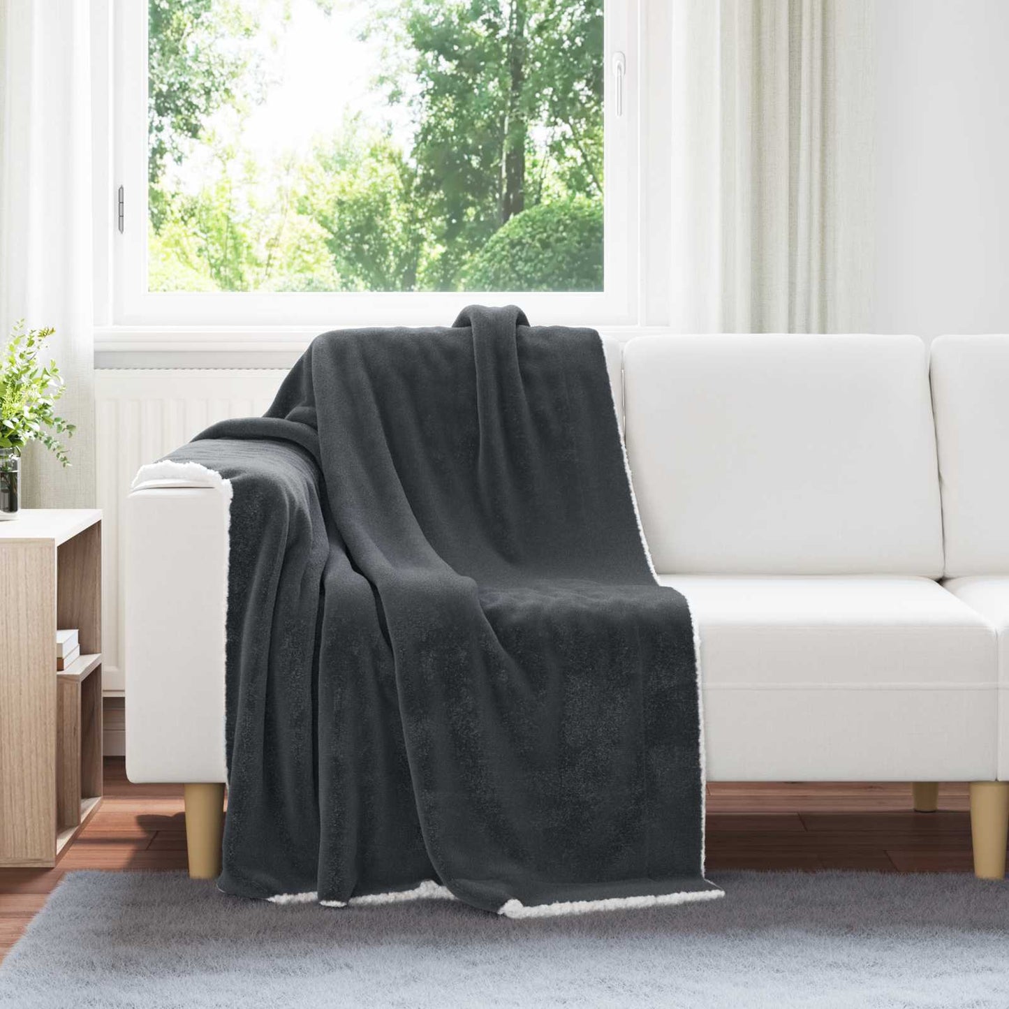 JUNG Vida Überwurfdecke Dunkelgrau 130 x 150 cm Fleece