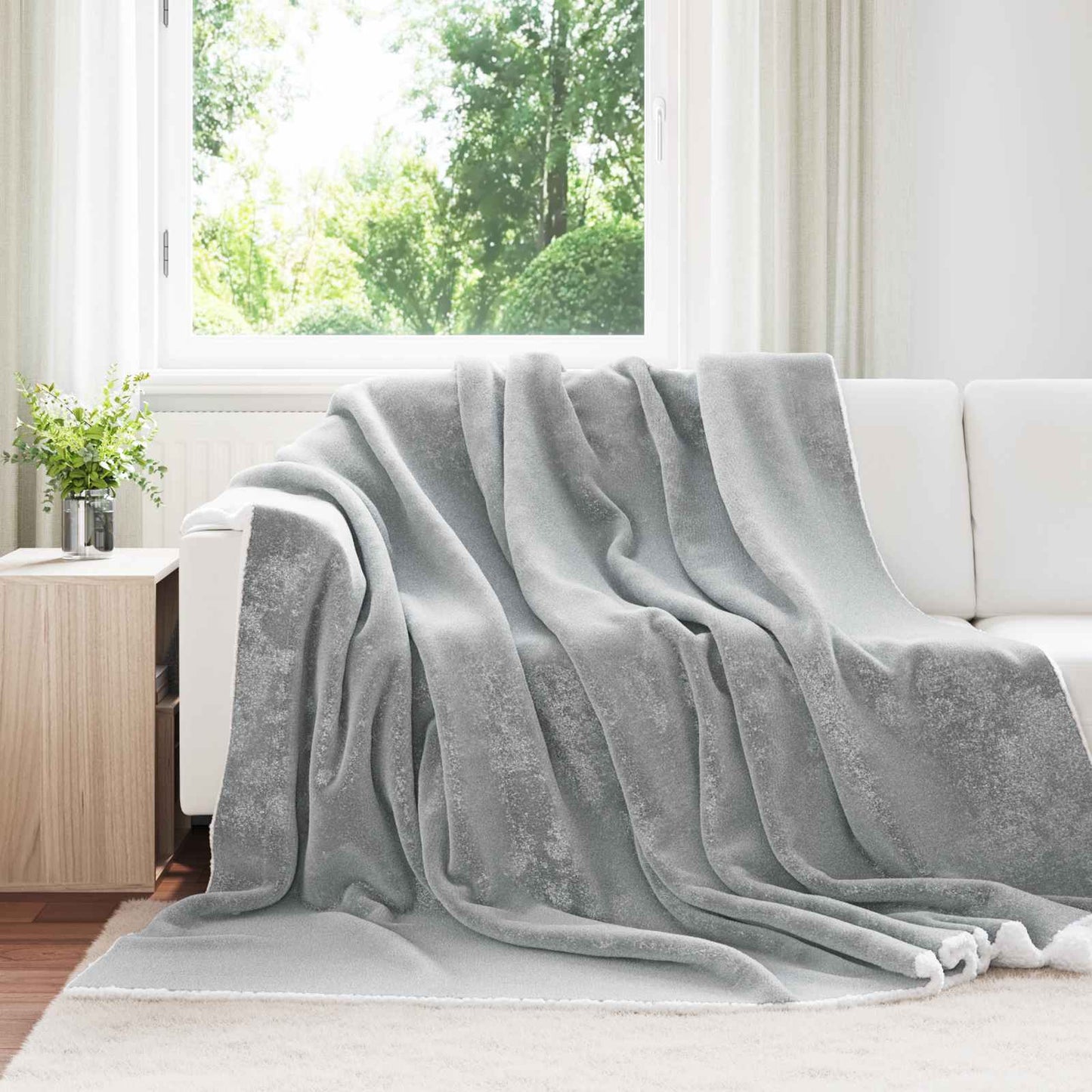 JUNG Vida Überwurfdecke Grau 240 x 270 cm Fleece