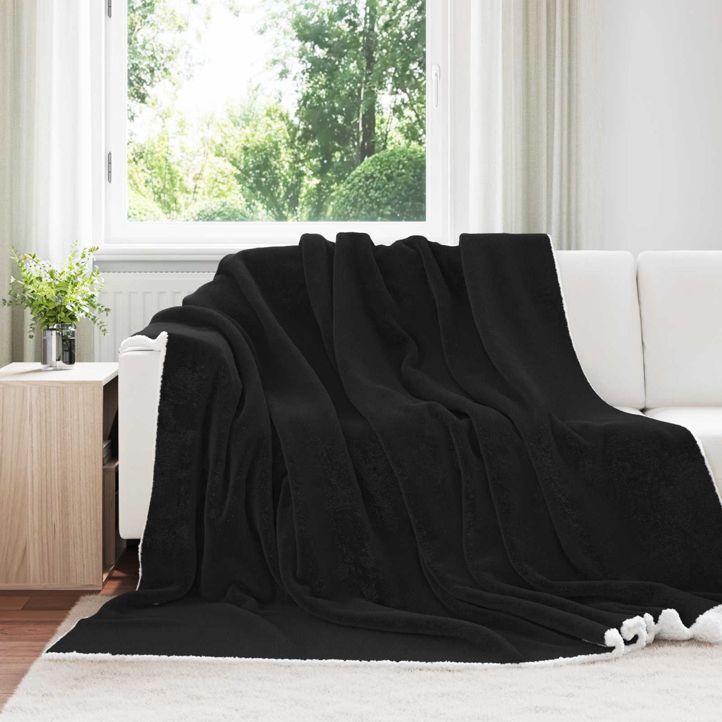 JUNG Vida Überwurfdecke Schwarz 240 x 270 cm Fleece