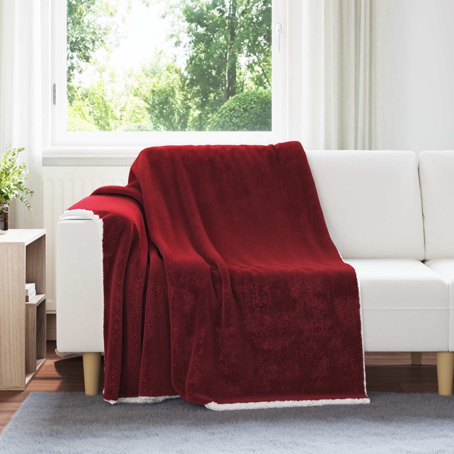 JUNG Vida Überwurfdecke Bordeauxrot 150 x 200 cm Fleece