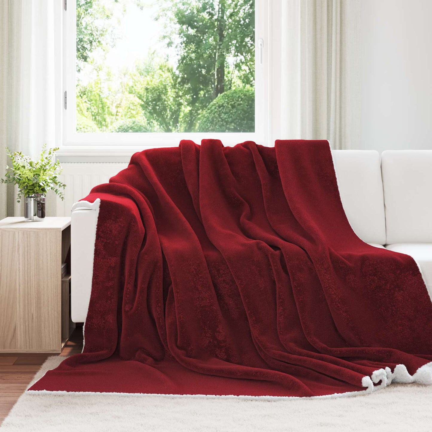 JUNG Vida Überwurfdecke Bordeauxrot 240 x 270 cm Fleece