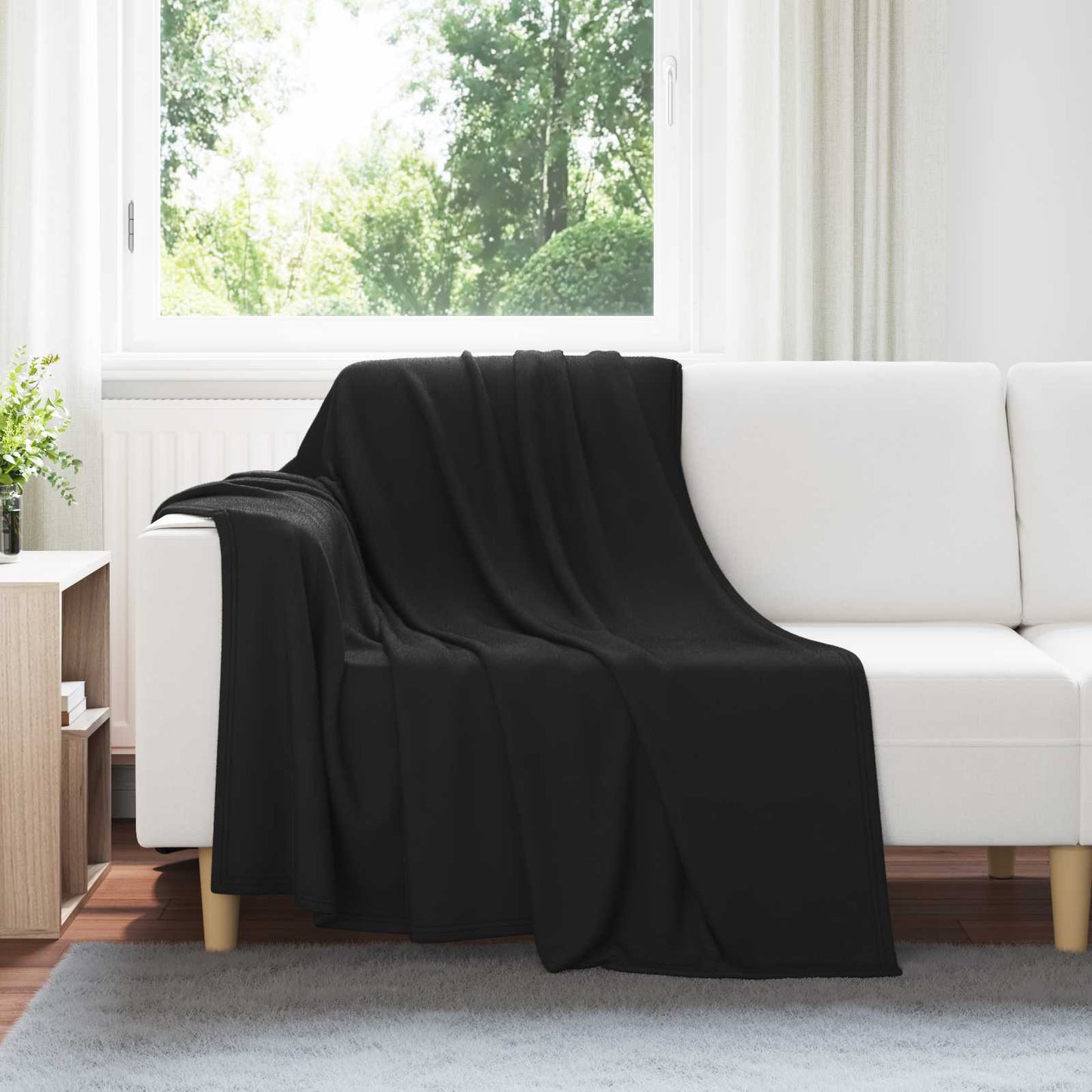JUNG Vida Überwurfdecke Schwarz 200 x 150 cm Fleece