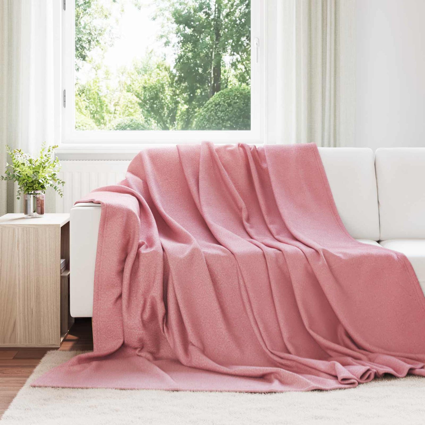 JUNG Vida Überwurfdecke Rosa 270 x 240 cm Fleece