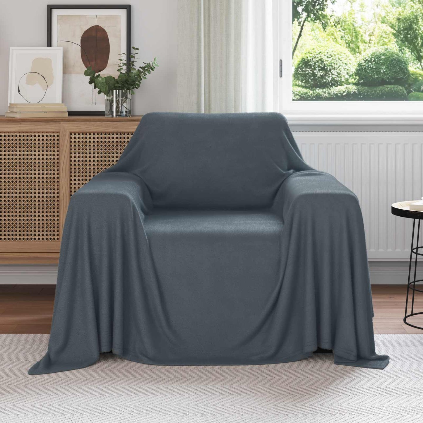 JUNG Vida Überwurfdecke Dunkelgrau 210 x 140 cm Fleece