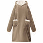 JUNG Vida Decken-Hoodie Kamel 95 x 85 cm Fleece und Flanell