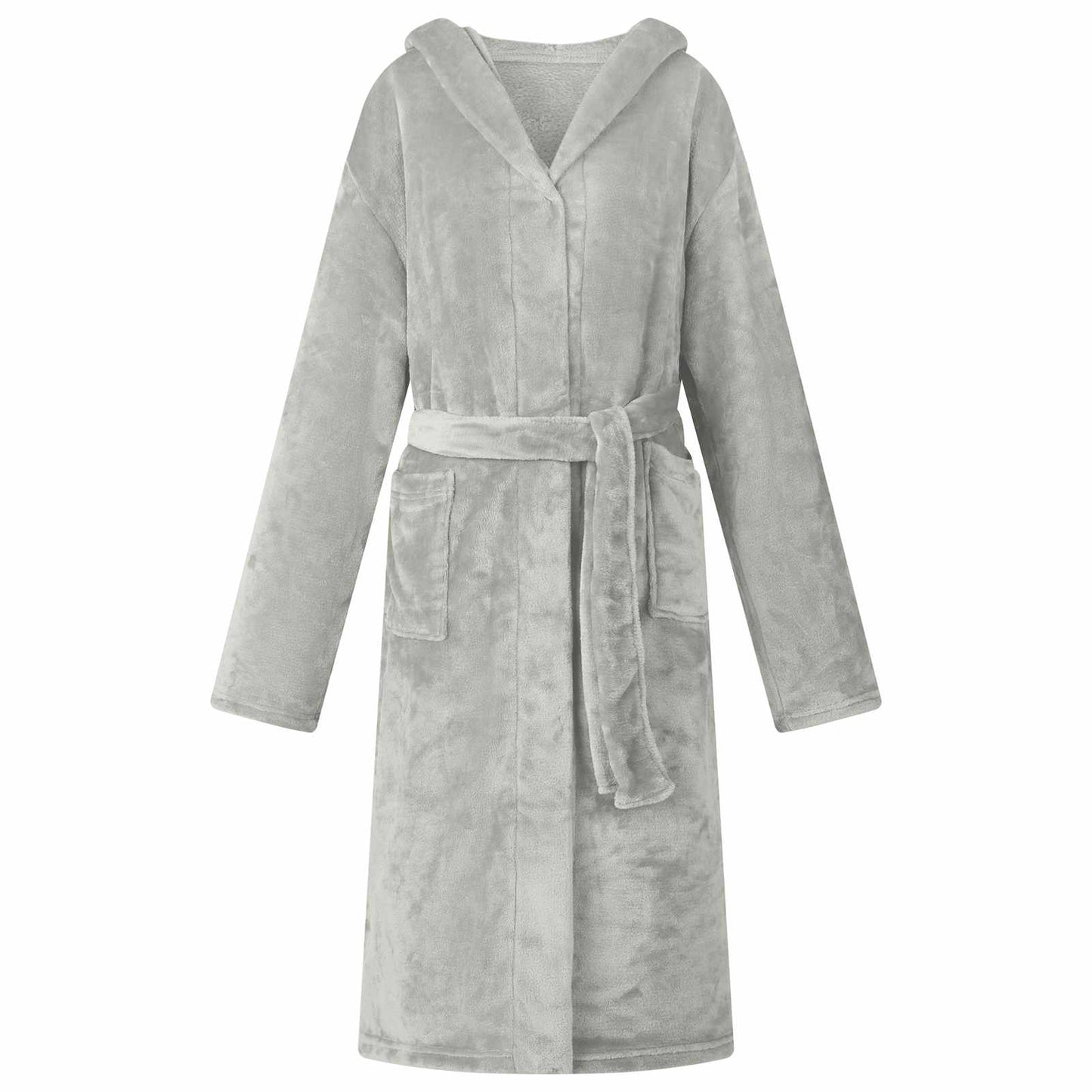 JUNG Vida Bademantel Hoodie Grau S Flanell