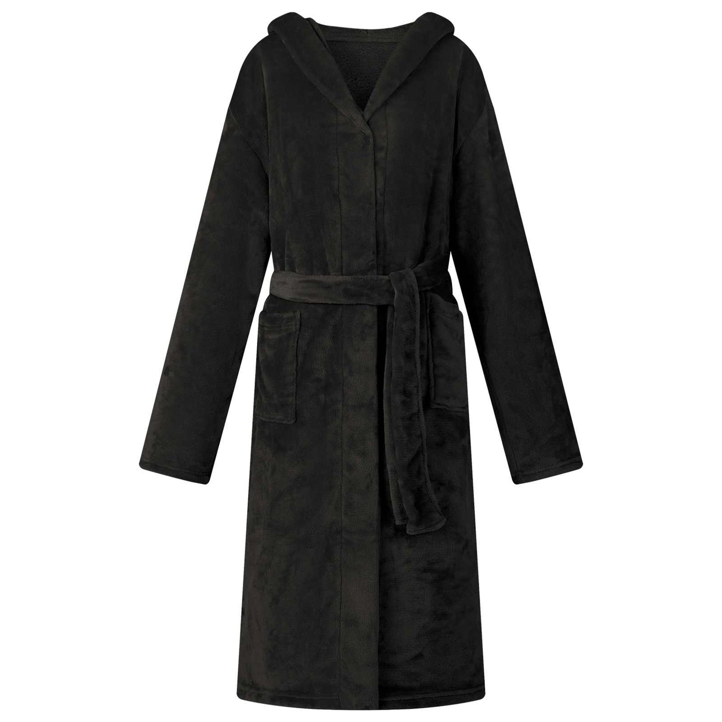 JUNG Vida Bademantel Hoodie Schwarz XXXL Flanell