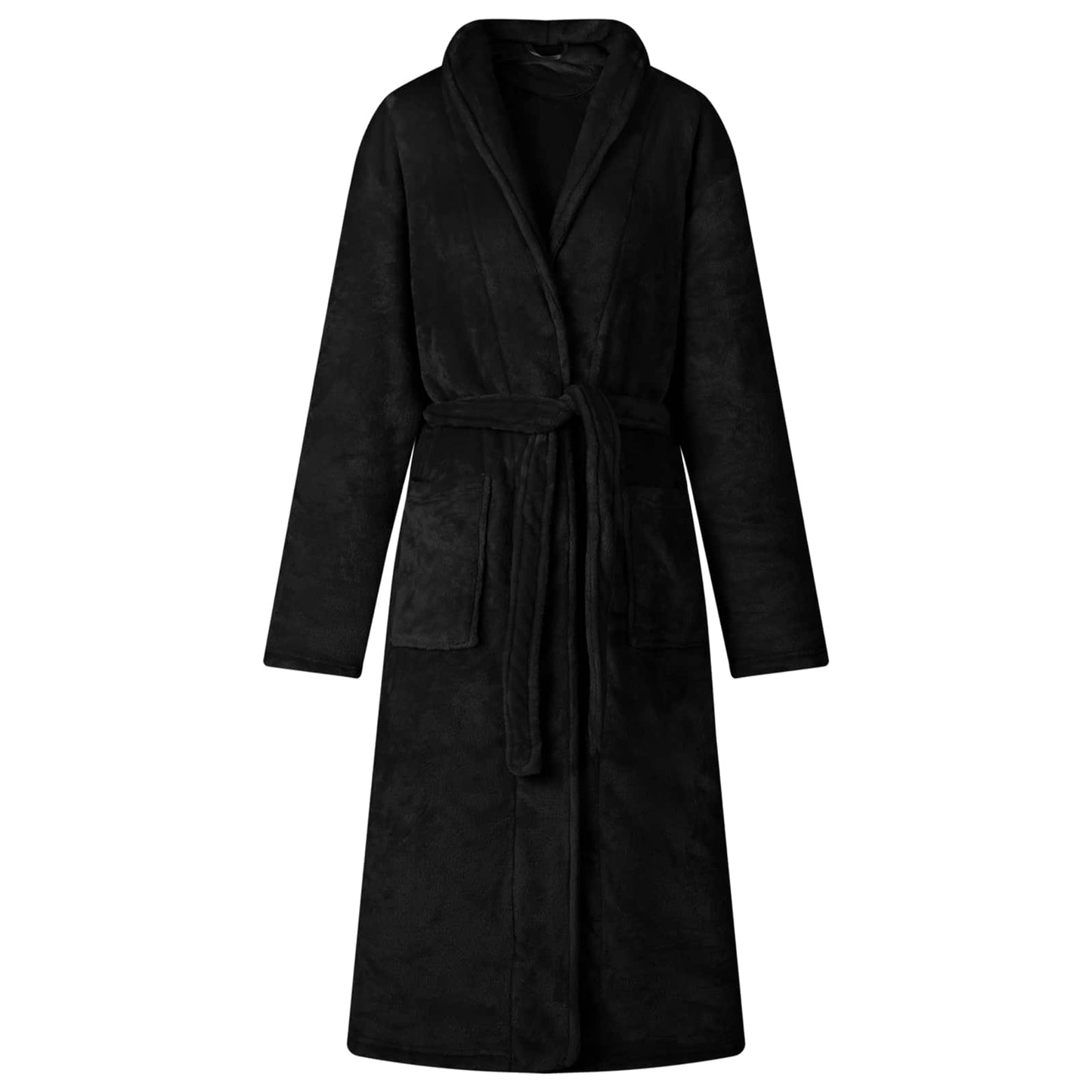 JUNG Vida Bademantel ohne Kapuze Schwarz XL Flanell