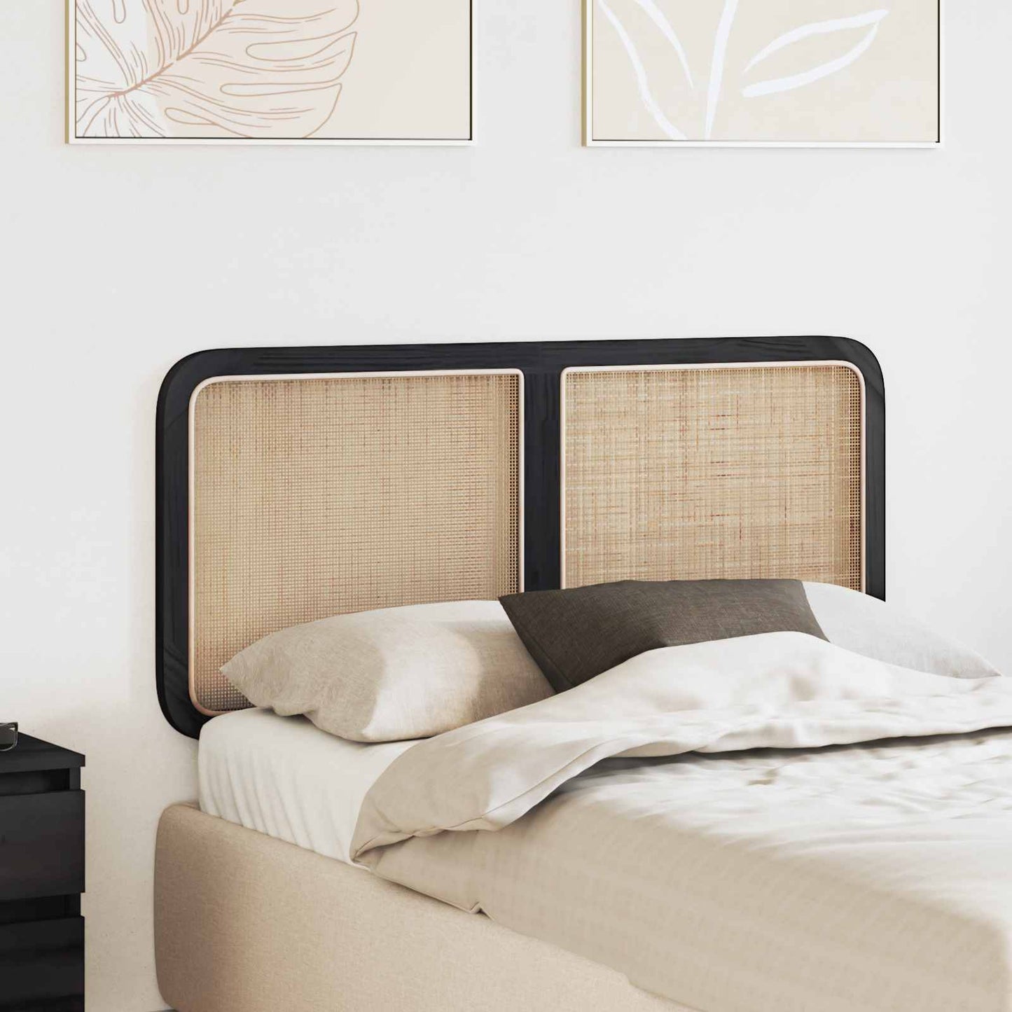JUNG Vida Kopfteil mit Kopfteil Schwarz 120 x 55 x 3 cm Rattan