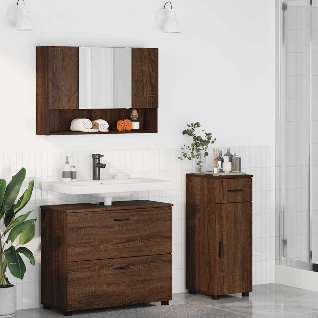 JUNG Vida Badezimmermöbel-Set mit Schubladen 3 pcs Braun Eichen-Optik