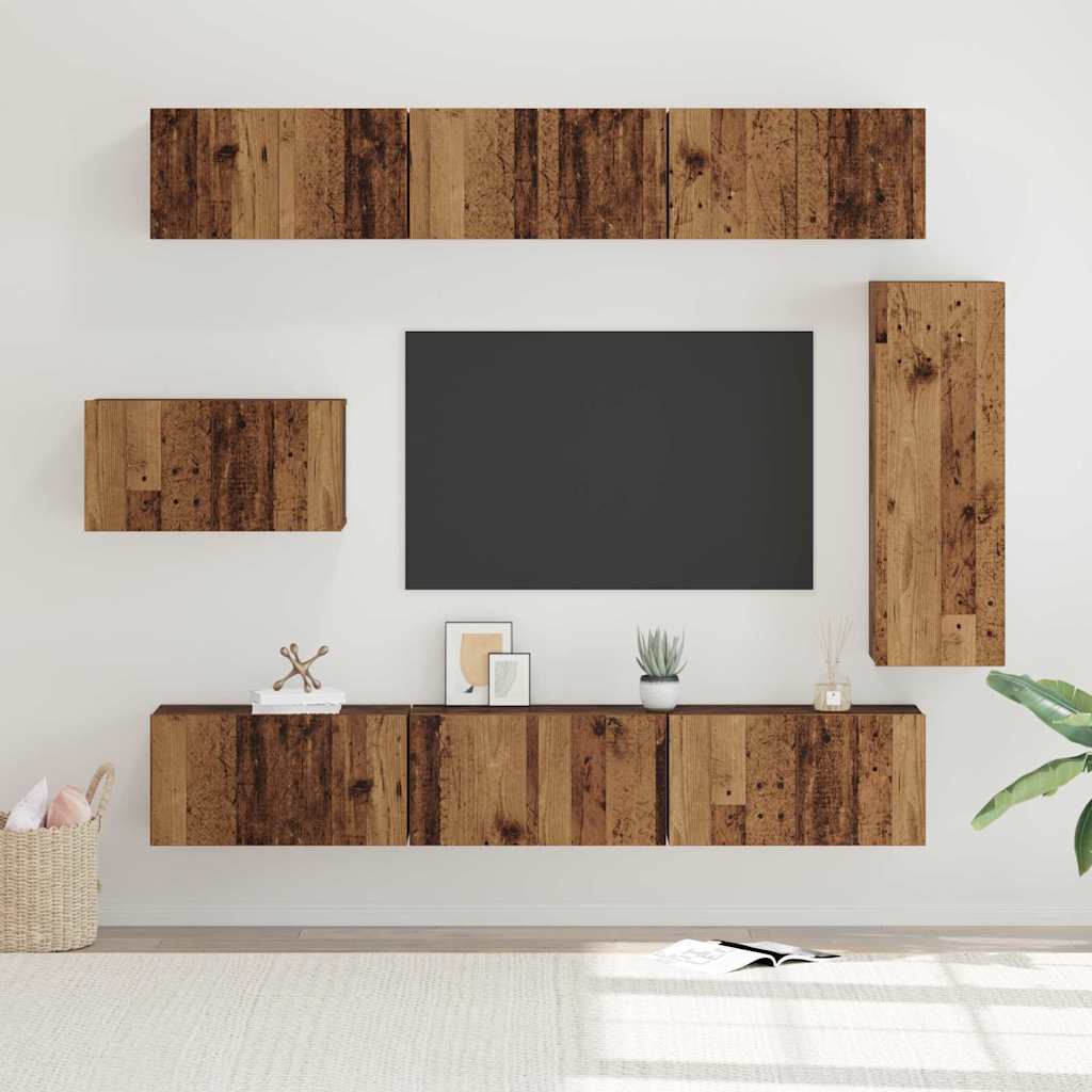 JUNG Vida TV-Schrankset Wandmontiert 8 pcs Altholz Holzwerkstoff
