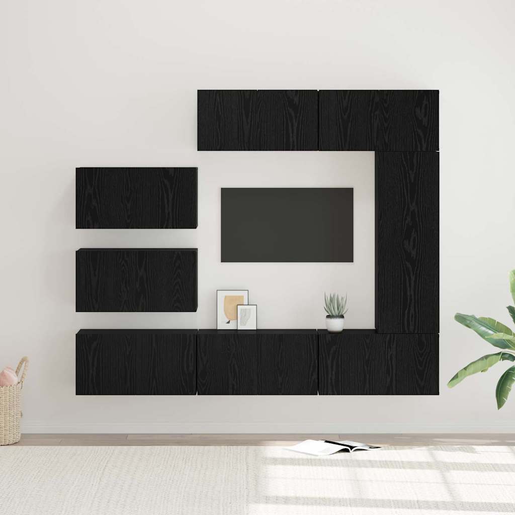 JUNG Vida TV-Schrankset 8 pcs Schwarz Eichen-Optik Holzwerkstoff